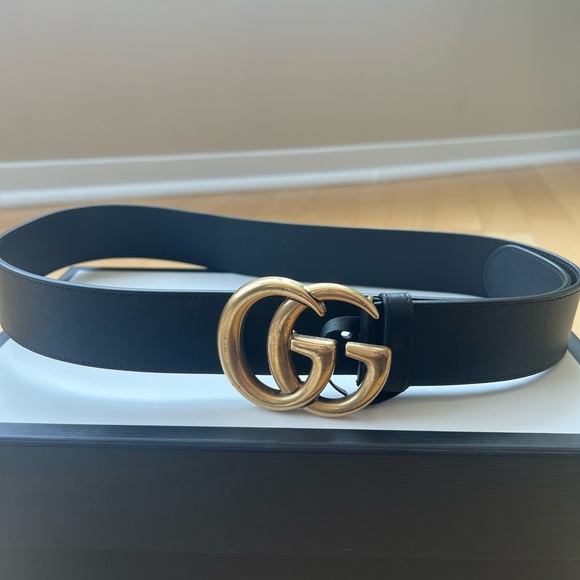 Authentic Gucci double G leather belt main image 3